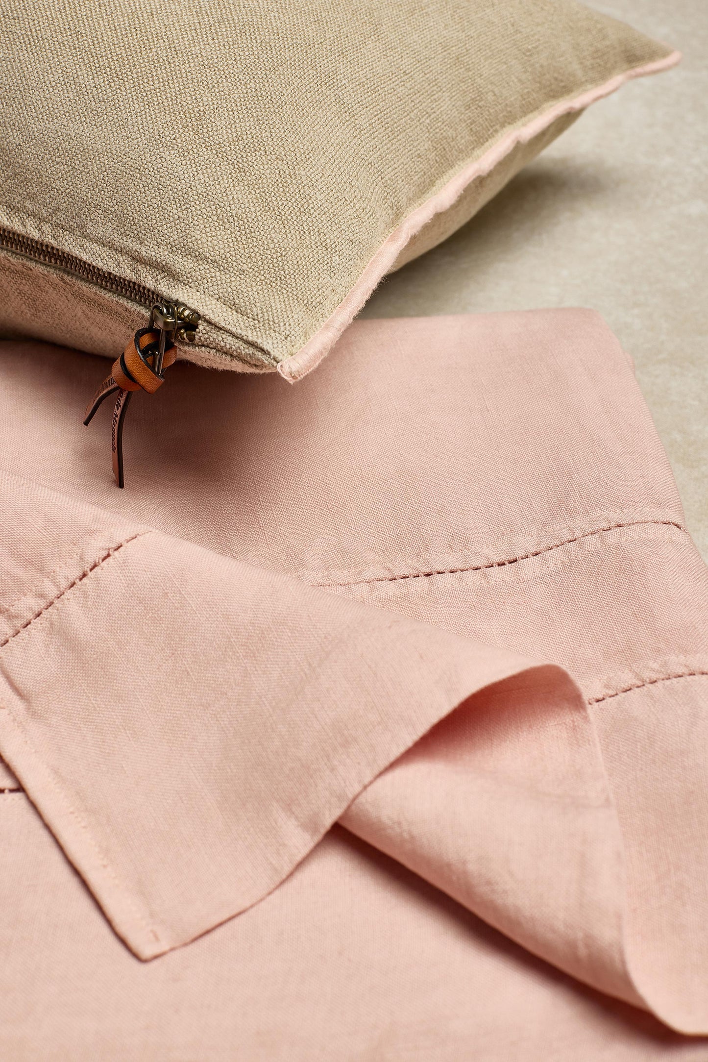 Sábana encimera · Puro lino lavado · Color Rosa