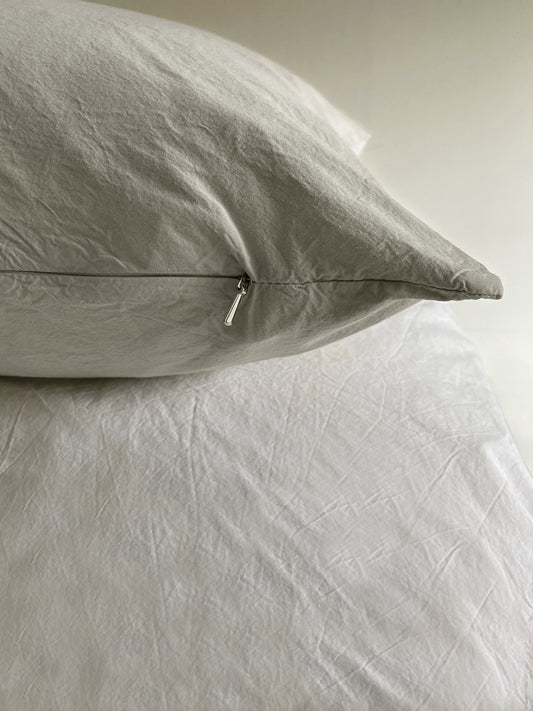 Funda de Almohada · Algodón Lavado · Color Beige