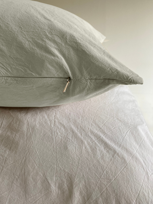 Funda de Almohada · Algodón Lavado · Color Caqui