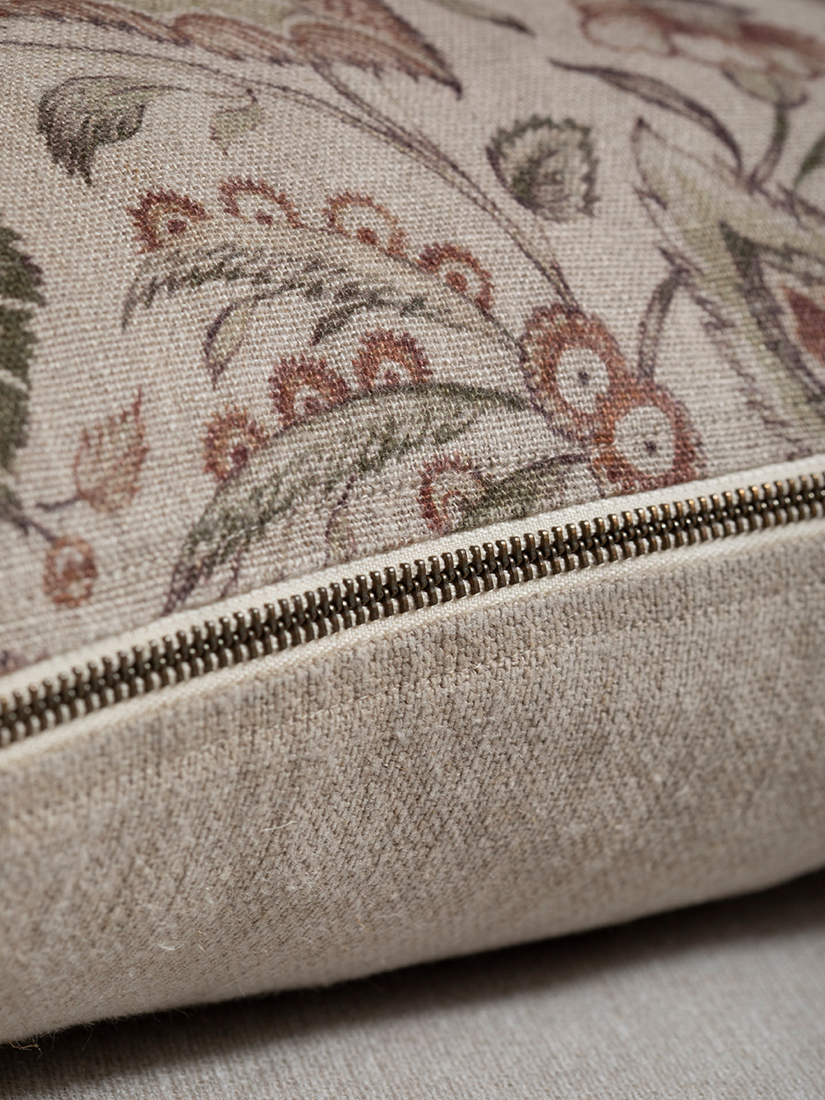 Cojín Estampado · Puro Lino Lavado · Toile Pájaros y Paisley