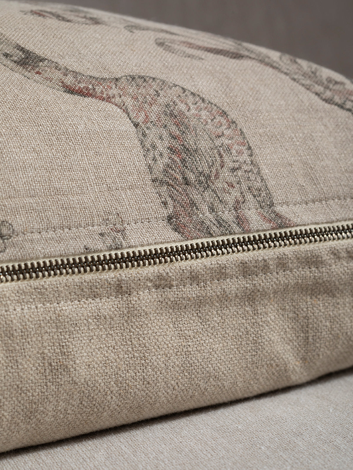 Cojín Estampado · Puro Lino Lavado · Toile Pájaros y Paisley