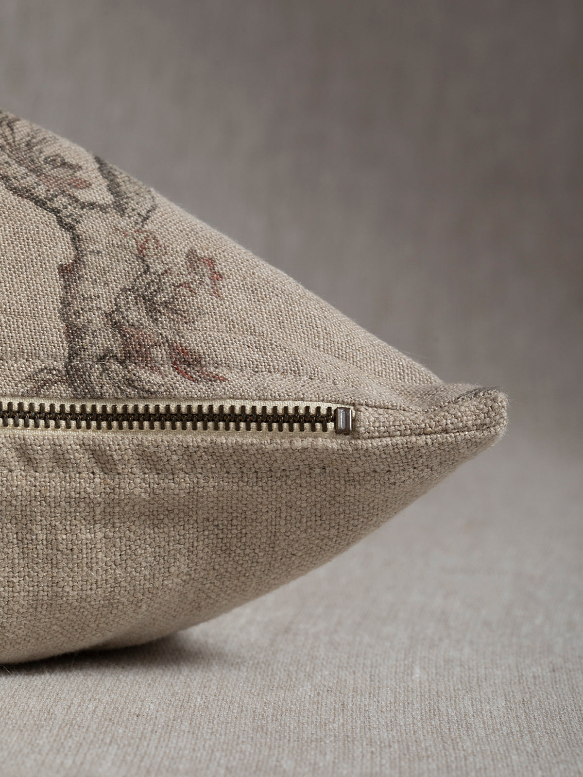 Cojín Estampado · Puro Lino Lavado · Toile Pájaros y Paisley