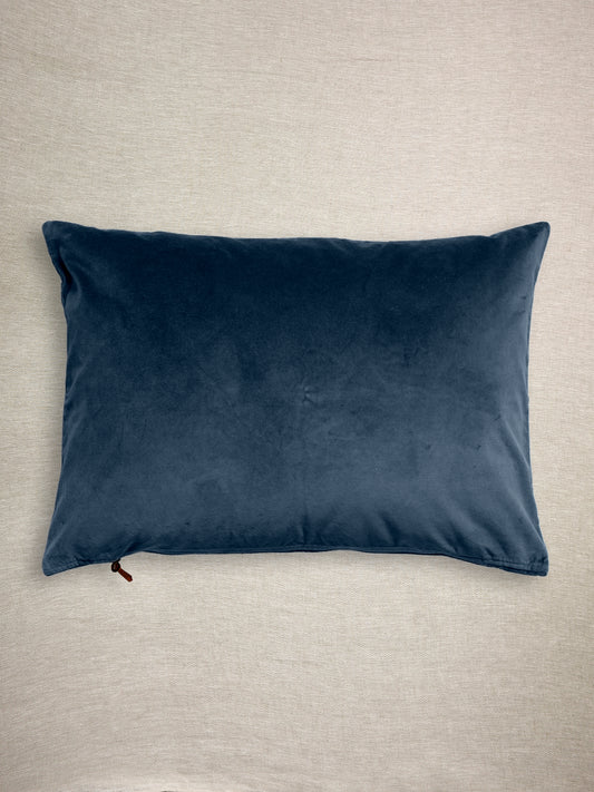 Funda De Cojín · Terciopelo Lavado · Azul Petróleo