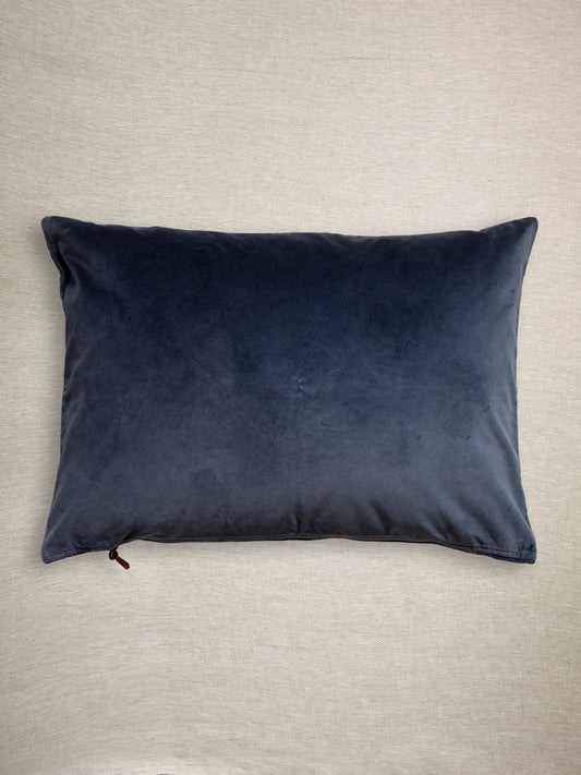 Funda De Cojín · Terciopelo Lavado · Azul Piedra