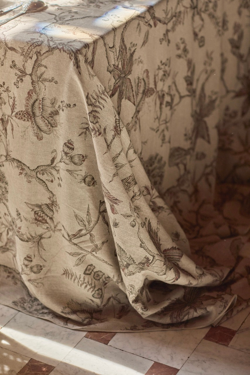 Mantel Estampado · Puro Lino Lavado · Toile Pájaros