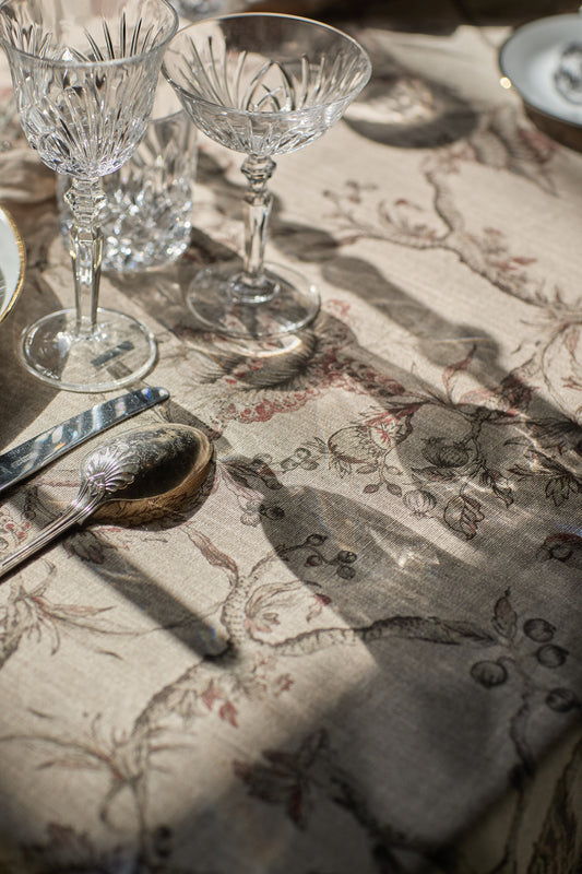 Mantel Estampado · Puro Lino Lavado · Toile Pájaros