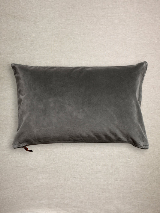 Funda De Cojín · Terciopelo Lavado · Gris Plomo