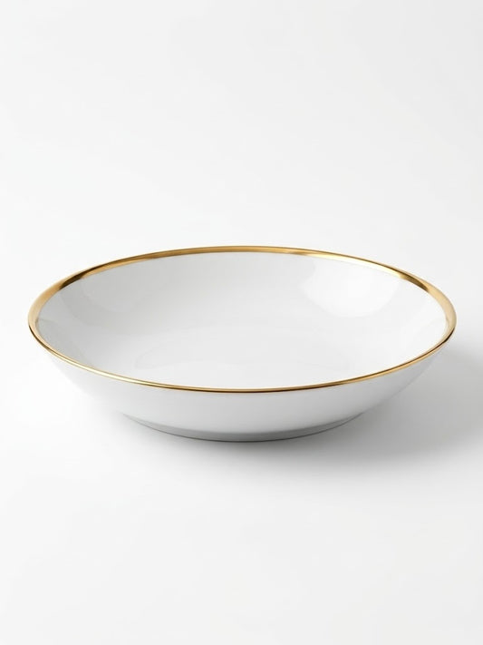 Ensaladera · 37 x 27 cm · Porcelana de Limoges · Filo Dorado