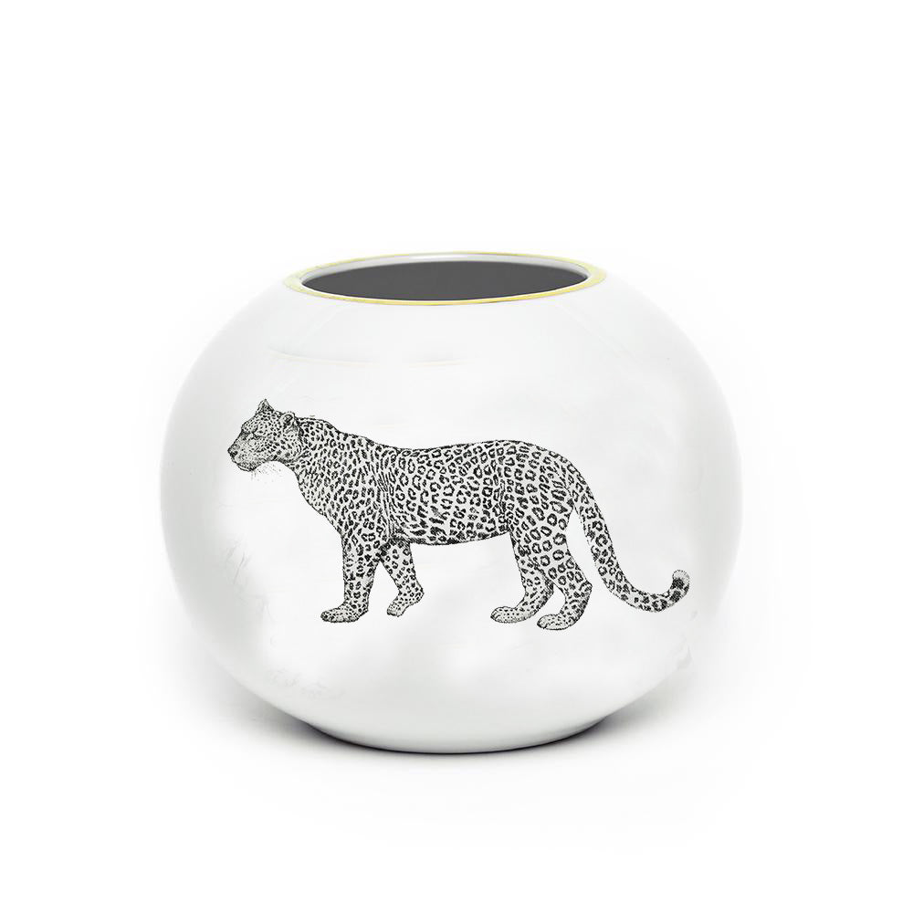 Jarrón pequeño · Porcelana de Limoges · Diseño leopardo