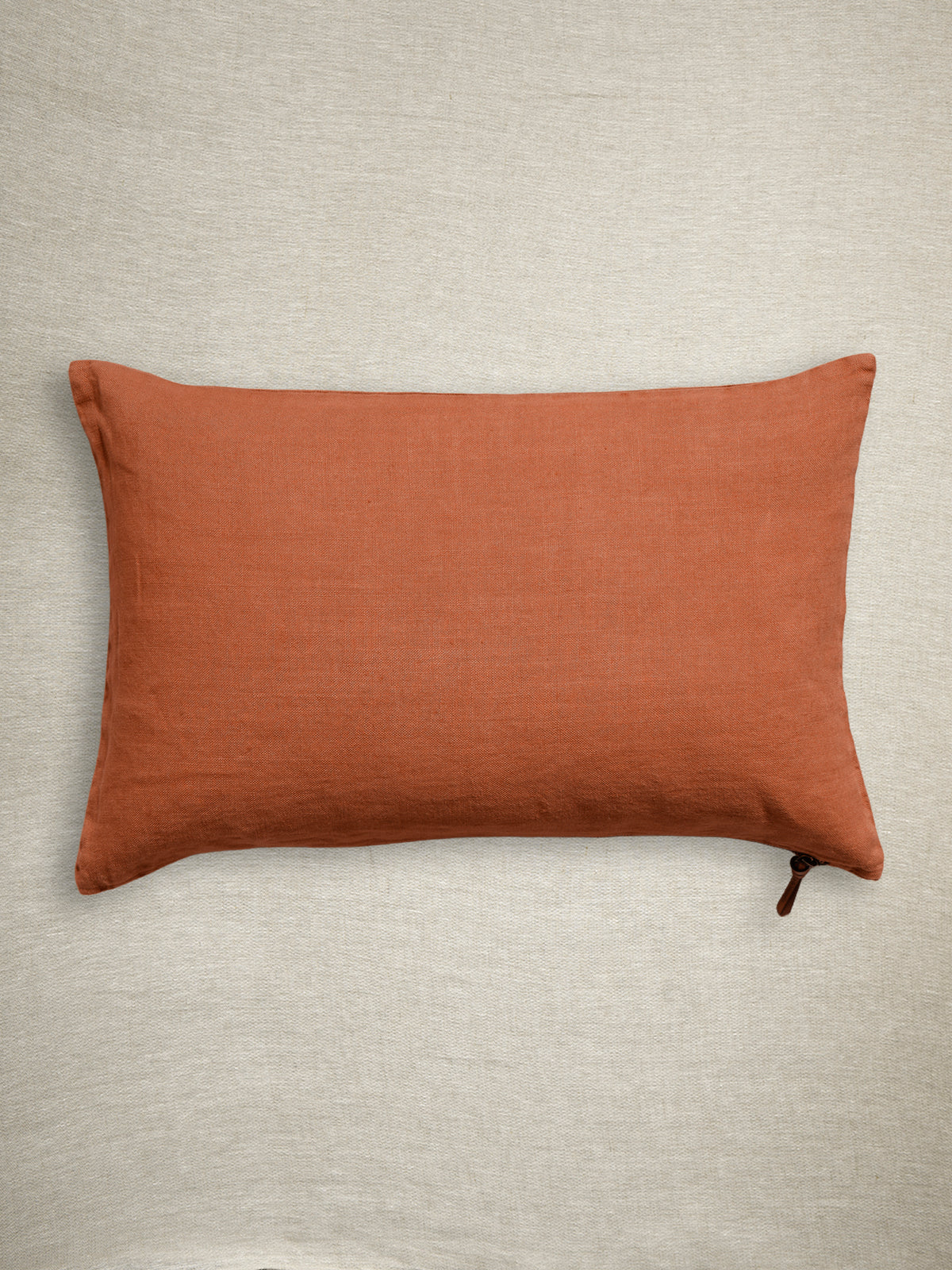 Funda De Cojín · Puro Lino Lavado · Naranja Oscuro