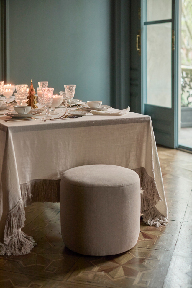 Puff redondo · Puro Lino Lavado · Diseño Luz