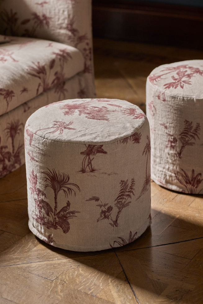 Puff redondo · Puro Lino Lavado · Palmeras