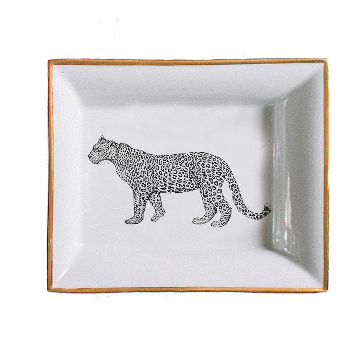 Vacía bolsillos · Porcelana de Limoges · Diseño leopardo