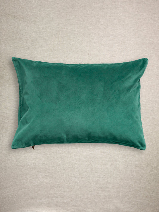 Funda De Cojín · Terciopelo Lavado · Verde Inglés