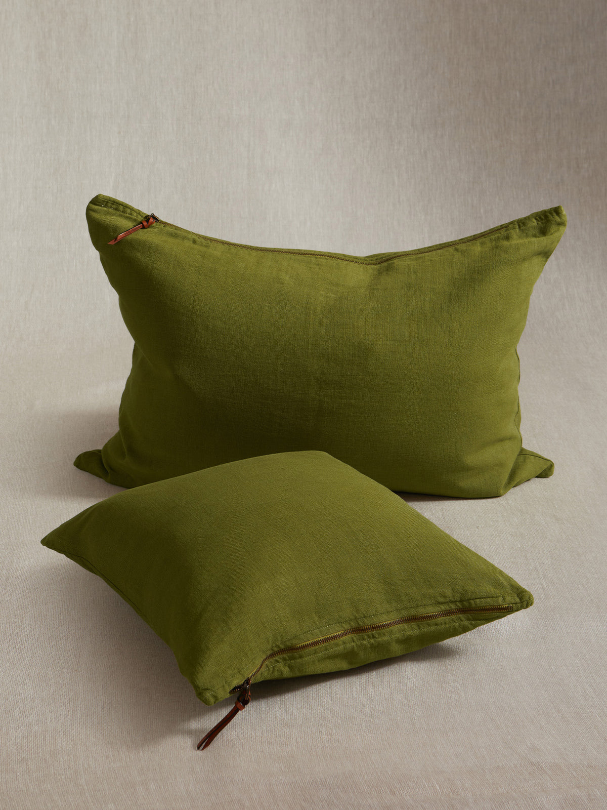 Funda De Cojín · Puro Lino Lavado · Verde Oliva