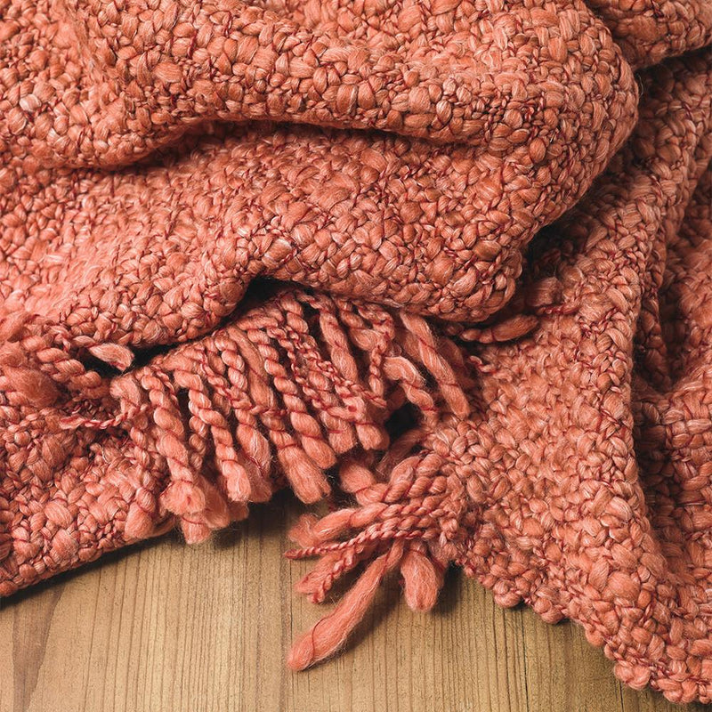 manta de lana hecha a mano color naranja