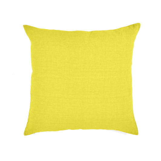 Funda De Almohada · Puro Lino Lavado · Color Amarillo