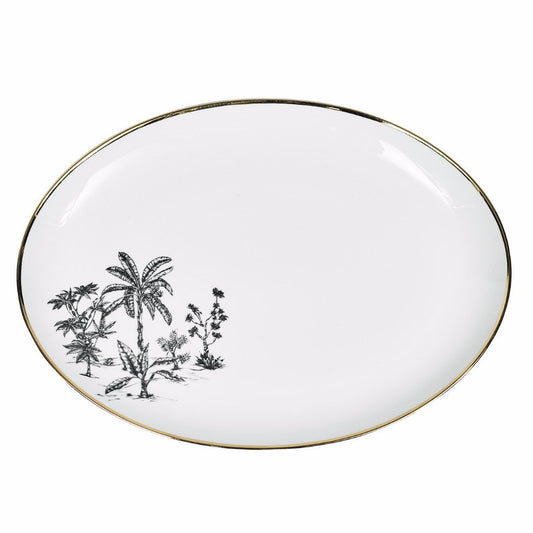 Fuente ovalada grande de toile de palmiers con diseño grulla de Lo de Manuela