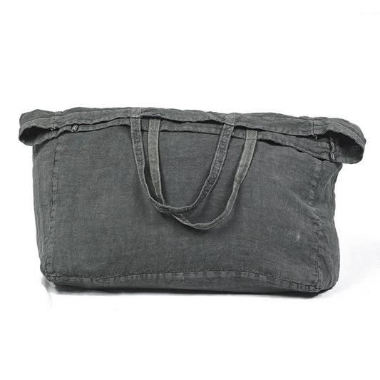 Bolsa de lino puro lavado gris oscuro