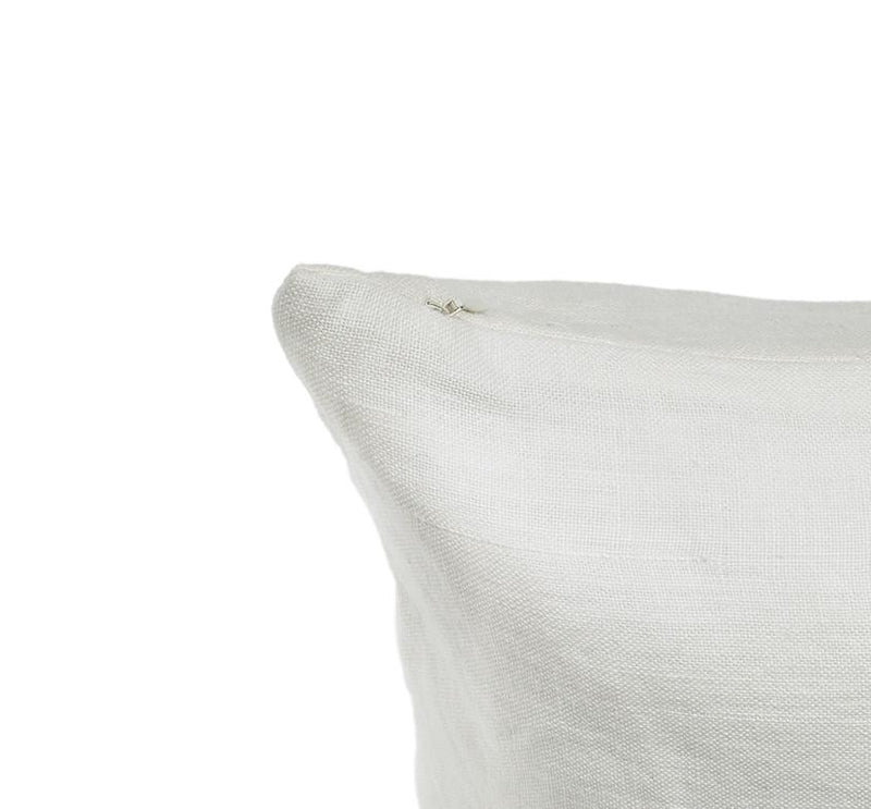 Funda de cojin de lino puro lavado diseño peopardo en color blanco marfil
