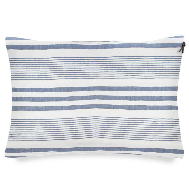 Colchoneta · Puro Lino Lavado · Diseño Stripes Blanco/Azul Mediterráneo