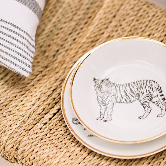 Plato hondo · Porcelana de Limoges · Diseño tigre