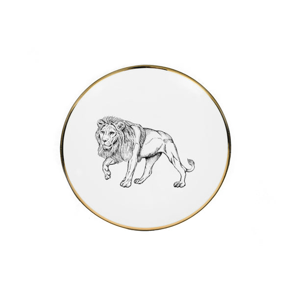 Plato de postre · Porcelana de Limoges · Diseño león