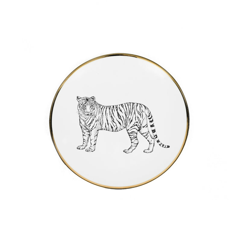 Plato de postre 21,5 cm · Porcelana de Limoges · Diseño tigre