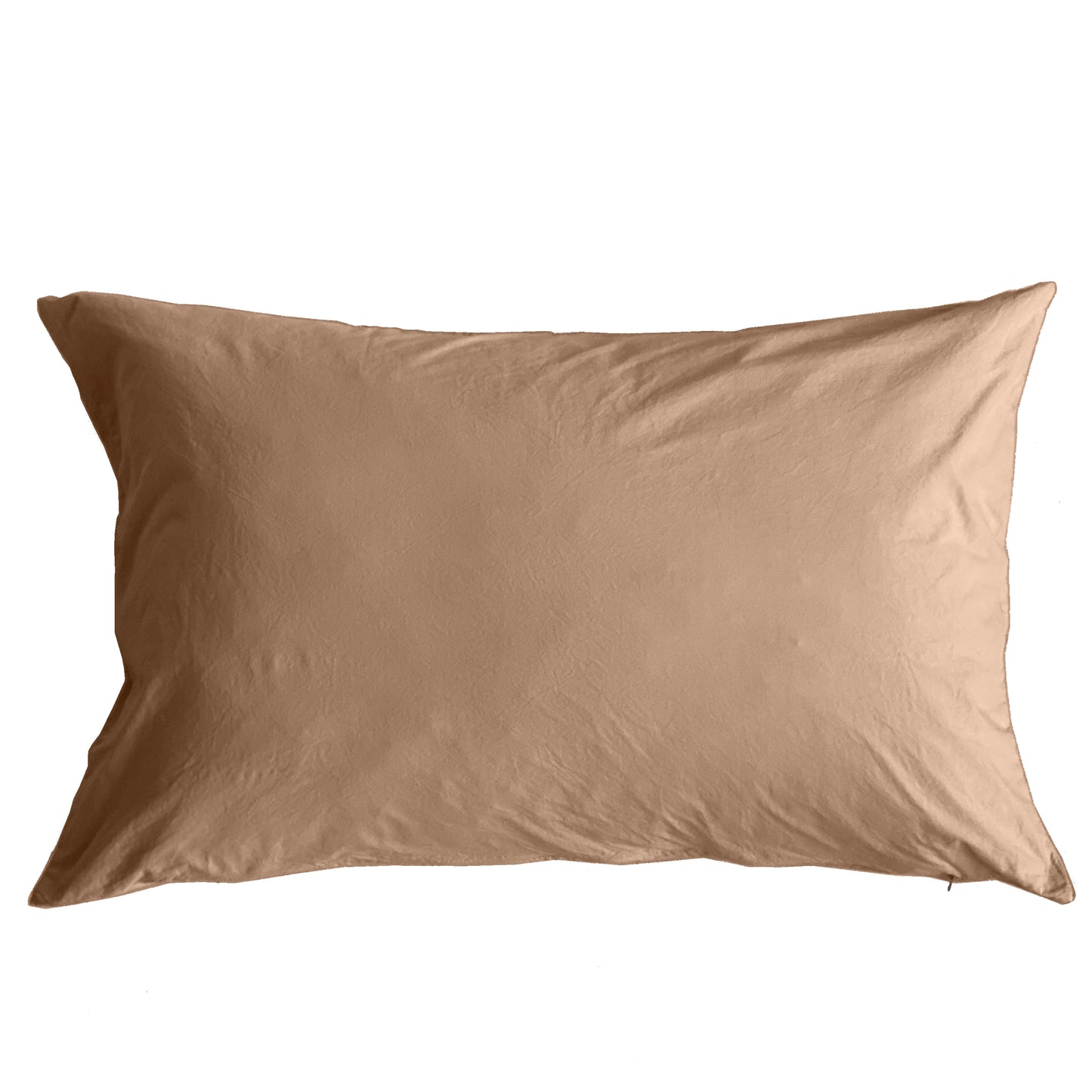 Funda de Almohada · Algodón Lavado · Color Camel Oscuro